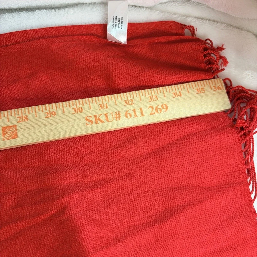 Vibrant Red Fringe Scarf Pashmina Wrap 20.5